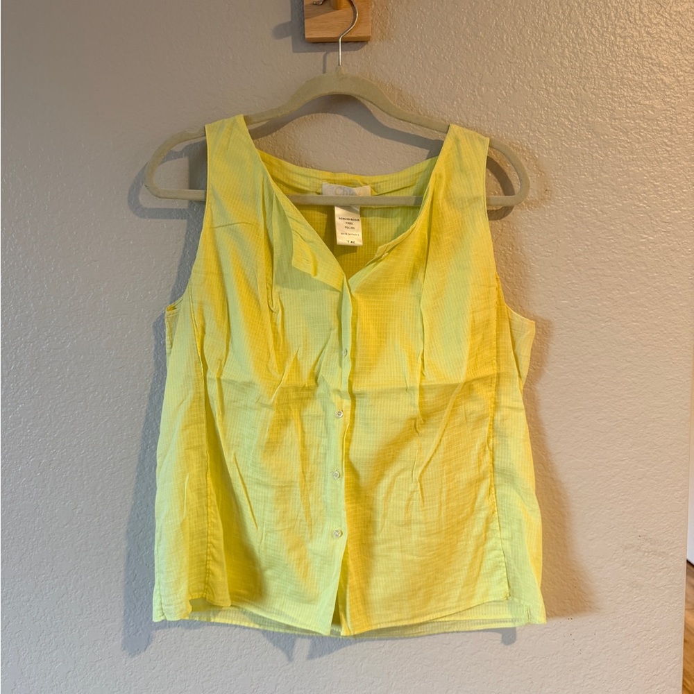 Chloe Yellow Sleeveless Button-Up Top 42